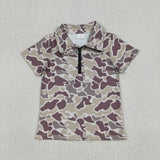 BT1727 Hunting Camo Zipper Kids Boys Shirt Top
