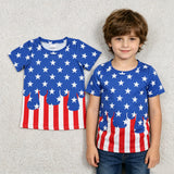 BT1741 4th of July USA Star Kids Boys Polo Shirt Top