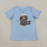 BT1765 Hunting Dog Camo Blue Color Kids Boys Shirt Top