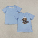 BT1765 Hunting Dog Camo Blue Color Kids Boys Shirt Top