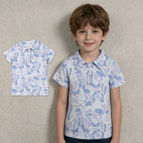 BT1766 Hunting Camo Blue Color Kids Boys Polo Shirt Top