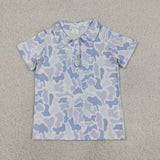 BT1766 Hunting Camo Blue Color Kids Boys Polo Shirt Top