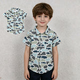BT1787 Hunting Camo Fish Buttons Kids Boys Shirt