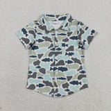BT1787 Hunting Camo Fish Buttons Kids Boys Shirt