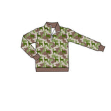 Preorder MOQ 5 pcs Hunting Camo Elk Kids Boys Zipper Pullover