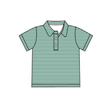 Preorder Samples BT1832 Green Stripe Kids Boys Polo Shirt Top