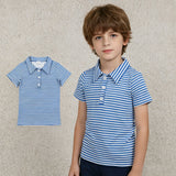 BT1834 Sky Blue Stripe Kids Boys Polo Shirt Top