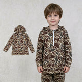 BT1854 Hunting Camo Pocket Zipper Hoodie Kids Boy's Shirt Pullover
