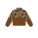 Preorder MOQ 5 pcs Each Style Hunting Camo Mallard Zipper Kids Boys Pullover Shirt