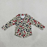 BT1875 Christmas Camo Buttons Kids Boys Shirt
