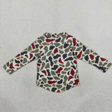 BT1875 Christmas Camo Buttons Kids Boys Shirt