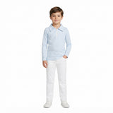 BT1878 Light Blue Stripe Zipper Kids Boys Pullover Shirt
