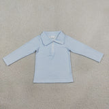 BT1878 Light Blue Stripe Zipper Kids Boys Pullover Shirt