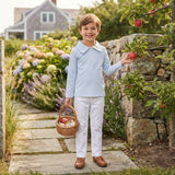 BT1878 Light Blue Stripe Zipper Kids Boys Pullover Shirt