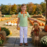 BT1889 Embroidery Thanksgiving Day Turkey Plaid Kids Boys Polo Shirt