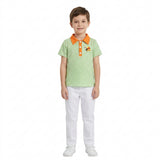 BT1889 Embroidery Thanksgiving Day Turkey Plaid Kids Boys Polo Shirt