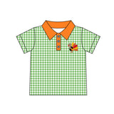 Preorder MOQ 5 pcs Each Style Fall Thanksgiving Day Plaid Kids Boys Polo Shirt