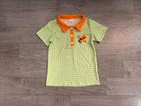 Preorder Samples Embroidery Fall Thanksgiving Day Plaid Kids Boys Polo Shirt