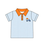 Preorder MOQ 5 pcs Each Style Fall Thanksgiving Day Plaid Kids Boys Polo Shirt