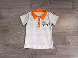 Preorder Samples Embroidery Fall Thanksgiving Day Plaid Kids Boys Polo Shirt