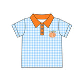 Preorder MOQ 5 pcs Each Style Fall Thanksgiving Day Plaid Kids Boys Polo Shirt