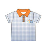 Preorder MOQ 5 pcs Each Style Fall Thanksgiving Day Plaid Kids Boys Polo Shirt