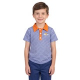 BT1892 Embroidery Pumpkin Plaid Kids Boys Polo Shirt