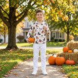 BT1896 Halloween Pumpkin Puppy Ghost Zipper Pullovers Kids Boys Shirt Top
