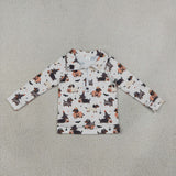 BT1896 Halloween Pumpkin Puppy Ghost Zipper Pullovers Kids Boys Shirt Top