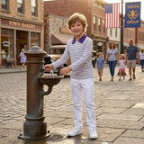 BT1911 Mardi Gras Stripe Purple Polo Kids Boys Shirt Top