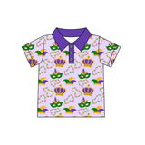 Preorder MOQ 5 pcs Each Style Mardi Gras Kids Boys Polo Pullover Shirt