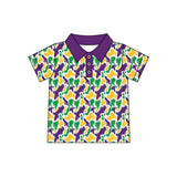 Preorder MOQ 5 pcs Each Style Mardi Gras Kids Boys Polo Pullover Shirt
