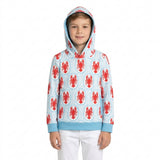 BT1974 Mardi Gras Crawfish Stripe Blue Kids Boys Hoodie Pullover