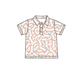 Preorder MOQ 5 pcs Each Style Baseball Print Polo Pullover Shirt Kids Matching Clothes