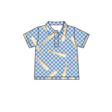 Preorder MOQ 5 pcs Each Style Baseball Print Polo Pullover Shirt Kids Matching Clothes