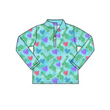 Preorder MOQ 5 pcs Each Style Valentine's Day Love Dinosaur Blue Green Kids Matching Clothes