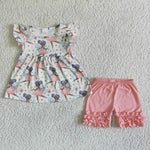 SALE C0-13-3 Easter Egg Ballet Girl Pink Girl's Shorts Set