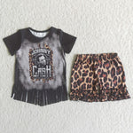 SALE C0-16 Cash Leopard Black Girl's Shorts Set
