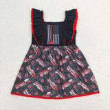 SALE C15-17 Fire truck Flag Red Girl's Dress