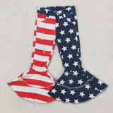 C3-14 American Flag USA 4th of July Star Stripe Kids Jeans Denim Flared Pants