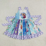 C3-16 Boutique Cartoons Castle Princess Purple Dots Twirl Girl's Dress