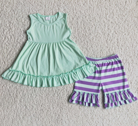 SALE C4-9 Stripe Girl's Shorts Set