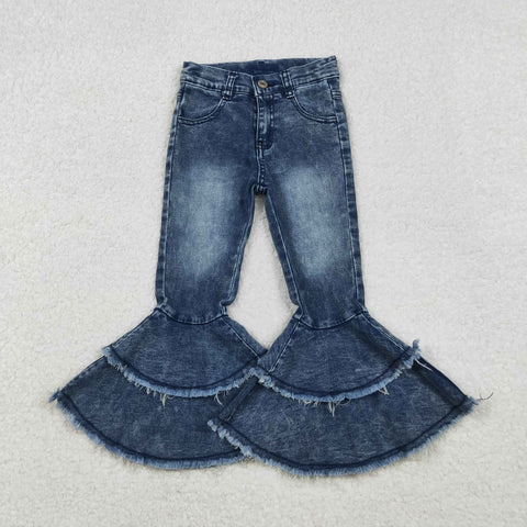 C5-15 Fashion Blue Jeans Denim Bleach Flared Pants