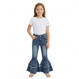 C5-15 Fashion Blue Jeans Denim Bleach Flared Pants