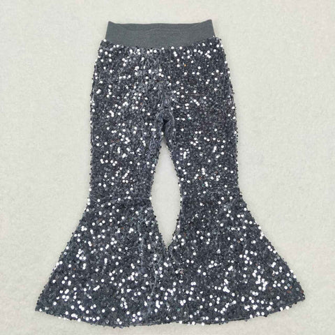 C7-14 Boutique Shiny Gray Sequined Pants