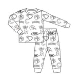 MOQ 5 pcs Each Style Custom Style Clemson Team Colorable Kids Pajamas Set