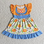 SALE D4-13 Fall Girl's Pumpkin Orange Dress