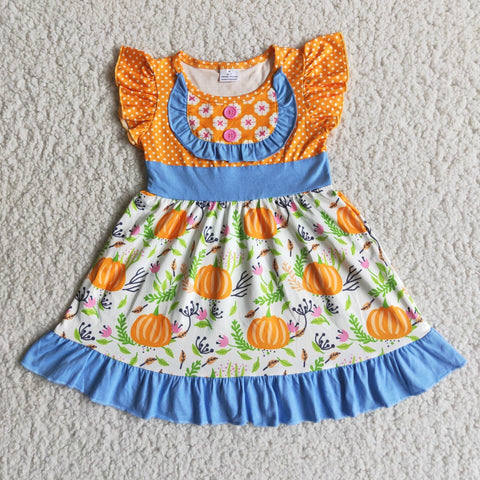 SALE D4-13 Fall Girl's Pumpkin Orange Dress