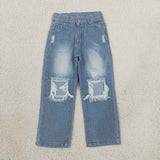 D4-16 Fashion Ripped Hole Jeans Denim Flared Pants Boy And Girl
