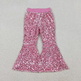 D5-27 Boutique Shiny Pink Sequined Pants